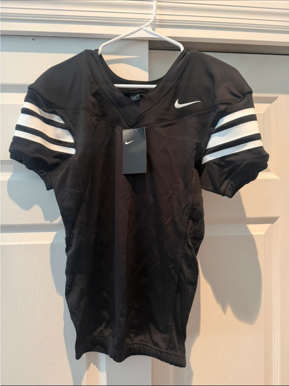 Nike Black Athletic Football Jersey with White Swoosh